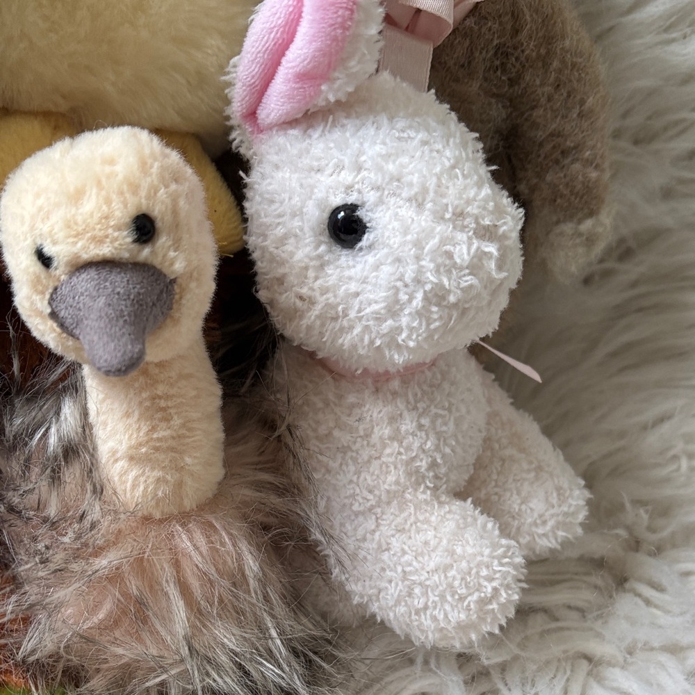 Stuffy Plush Toy Lot 8 Stuffed Animals Bunnies Lamb Duck Puppy Ostrich - Picture 8 of 12